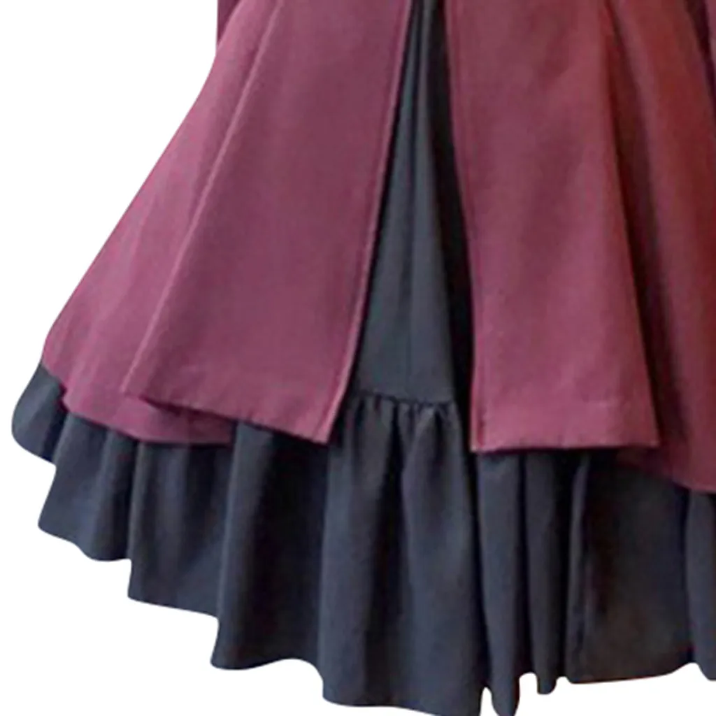 Plius Dydis Moterų Lankas Ilgomis Rankovėmis Raukiniai Vintage Suknelė Moterų Gotikos Teismas Kratinys Mados Princesė Suknelė Viduramžių Ir Renesanso
