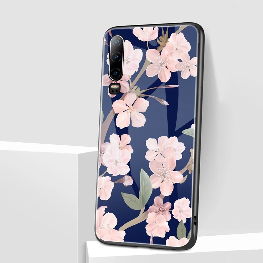 Prabanga Stiklo Atveju, Huawei P40 30 P20 P Smart 2019 2020 Garbė 30 30S 20 10 Mate 40 30 20 Lite Pro Dangtelį Gėlių Mados Funda