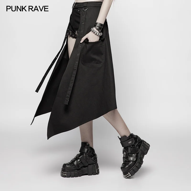 Punk Rave Kasdien Atsitiktinis Tuščiaviduriai Iš Mados Steampunk Japonija Stiliaus Seksualių Moterų Pusę Sijonas Priedai OQ380