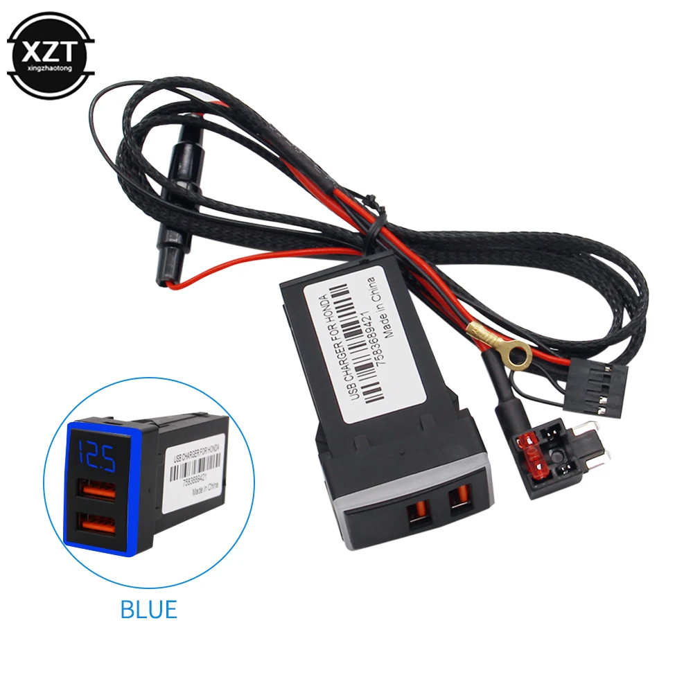 QC3.0 12V Dvigubas USB Automobilinis Įkroviklis LED Voltmeter Maitinimo Adapteris Su Skaitmeninės Įtampos Ekranas HONDA