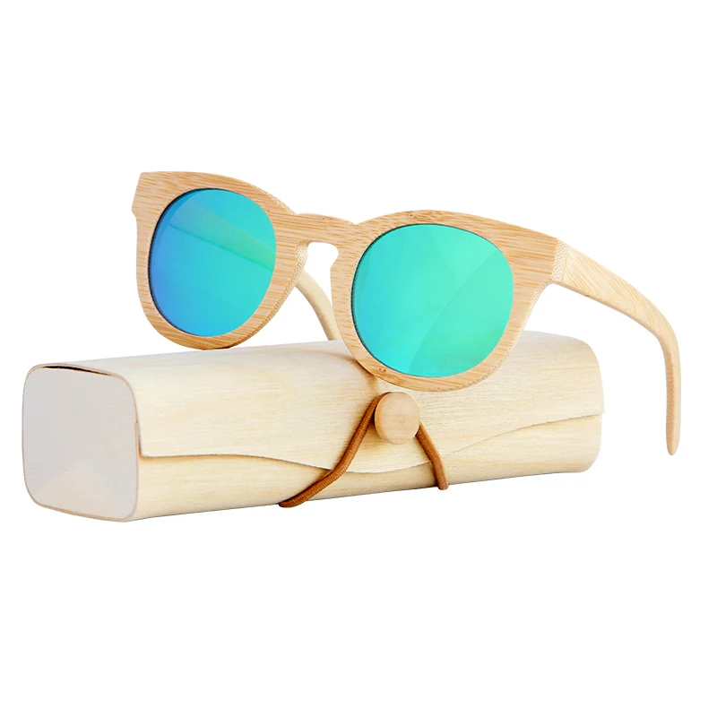 Rankų darbo Bambuko rėmo Poliarizuoti akiniai nuo saulės moterims žmogus ovalo formos saulės akiniai Paplūdimio Anti-UV akiniai Mediniai Atveju