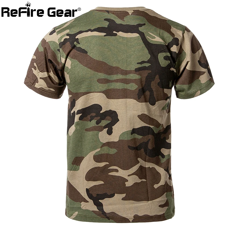 ReFire Pavarų Karinė Maskuotė Marškinėliai Vyrams Medvilnės JAV Kariuomenę Kovoti Taktiniai T-Shirt Vasaros Quick Dry Kvėpuojantis Žmogus Camo T Shirts