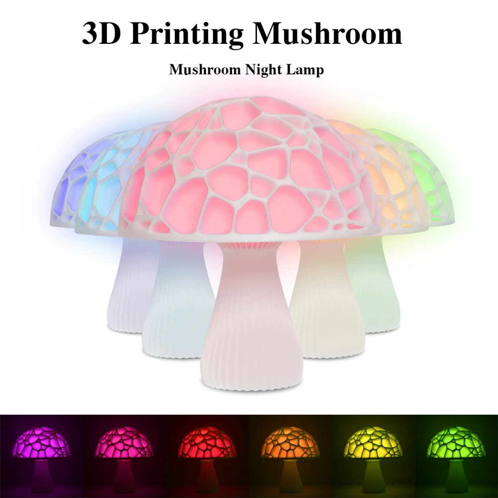 Romantiška 3D Spausdinimo Grybo Lempa Spalvinga Įkraunamas Nakties Šviesa Mėnulio šviesos su 16Colors Nuotolinio Atostogų Dekoro Dovana