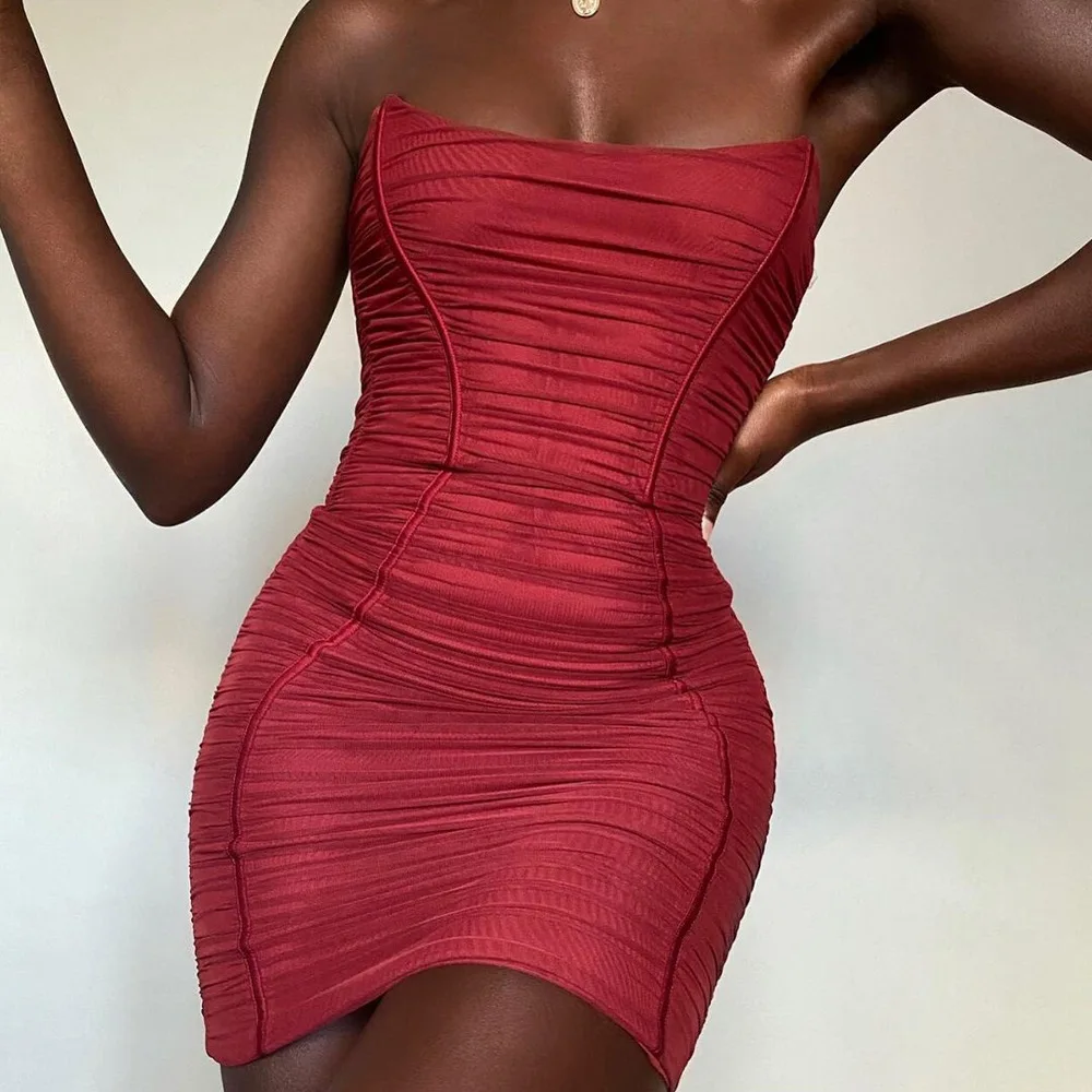 Ruched Plisuotos Stebėjimo Suknelė Moterims Rudenį Kietas Seksualus Šalies Klubas Mini Suknelė Mados Skraiste Bodycon Suknelė 2020 Vestidos