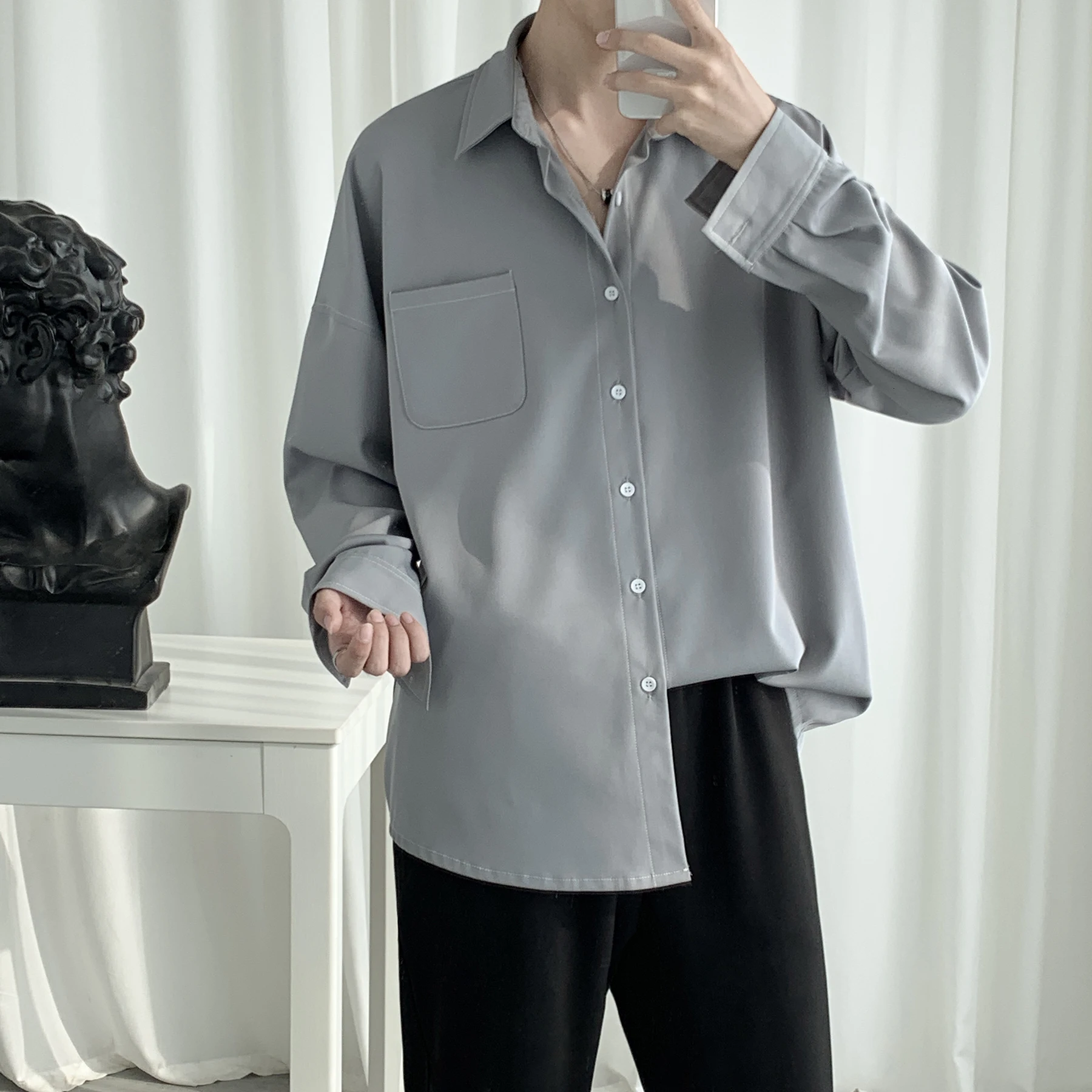 Rudenį Vyrų Drabužiai vientisos Spalvos Havajų Baltos spalvos Marškinėliai ilgomis Rankovėmis Drabužius prancūzų Manžetai Mens Mados Marškinėliai Camisa Masculina M-XL