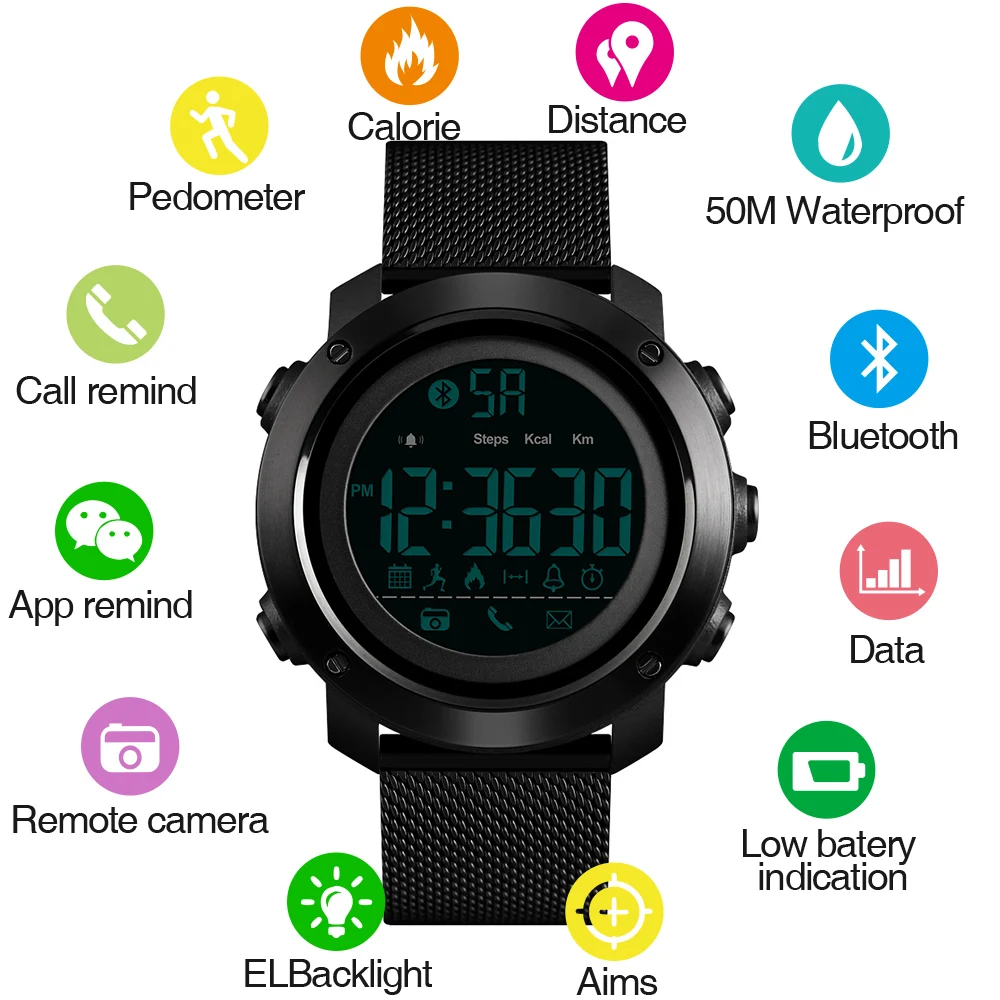 SKMEI Sporto Smart Watch Vyrų Kalorijų Pedometer 