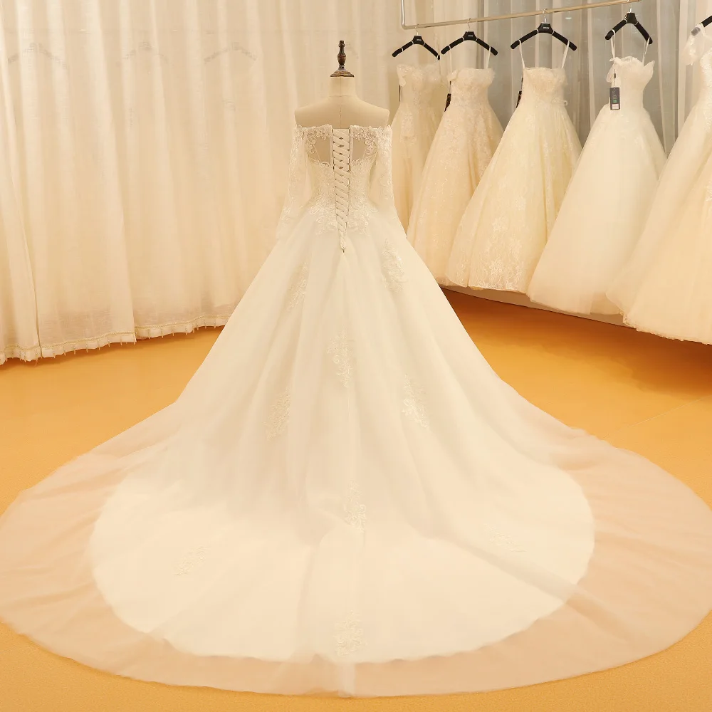 SL-521 Derliaus Brangioji Nėrinių Aplikacijos Visą Rankovės Vestuvių Suknelė 2018