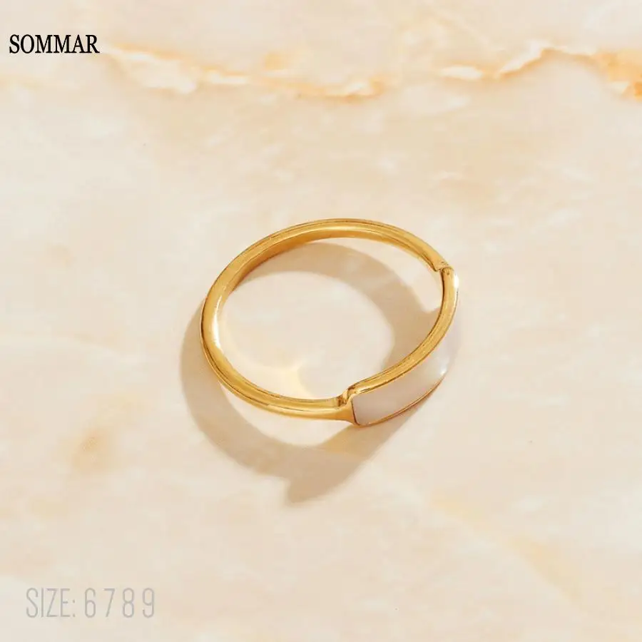 SOMMAR internetu indija 18KGP Aukso Užpildytas dydis 6 7 8 9 Uodega žiedas moterų Sumažintas White Shell 