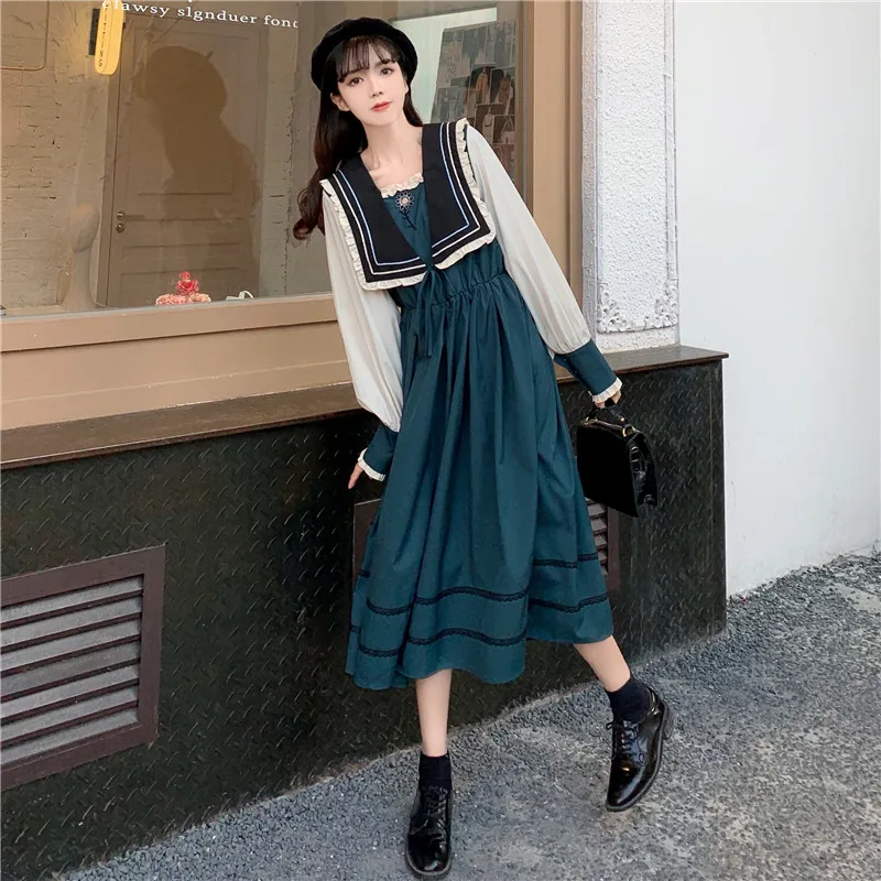 Saldus Lolita Dress Moterų Pavasario Elegantiškas Dizaineris Šalies Midi Suknelė Moterų Atsitiktinis Slim Kawaii Japonijos Korėjiečių Suknelė Moterims 2021 Naujas