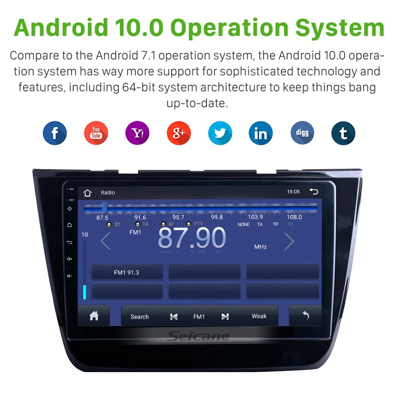 Seicane 10.1 colių Android 10.0 2+32G Automobilio Radijo, GPS QLED už 2017 2018 2019 2020 MG-ZS Navigacijos Sistemos palaikymas Carplay DAB+