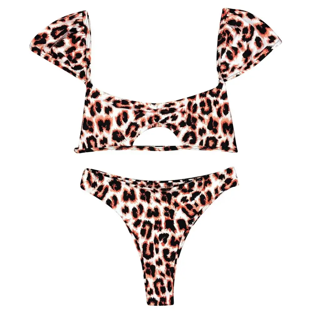 Seksualus maudymosi kostiumėlis Moterims Leopardas Spausdinti Tuščiaviduriai Padalinta Bikini maudymosi kostiumėlį Aukšto juosmens Dviejų dalių Maudymosi Moterų Brazilijos Bikini Bather
