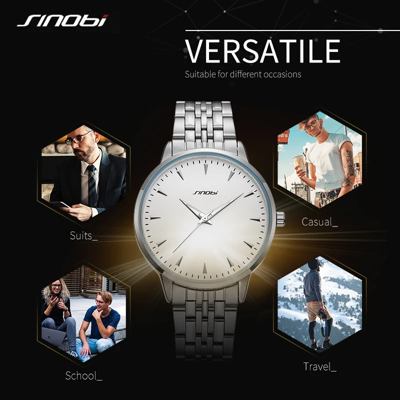 Sinobi 2020 vyriški Laikrodžiai Originalaus Dizaino 39MM Balta Atsitiktinis Verslo Nerūdijančio Plieno Vyras Žiūrėti Šviesos Vyrų Laikrodžiai