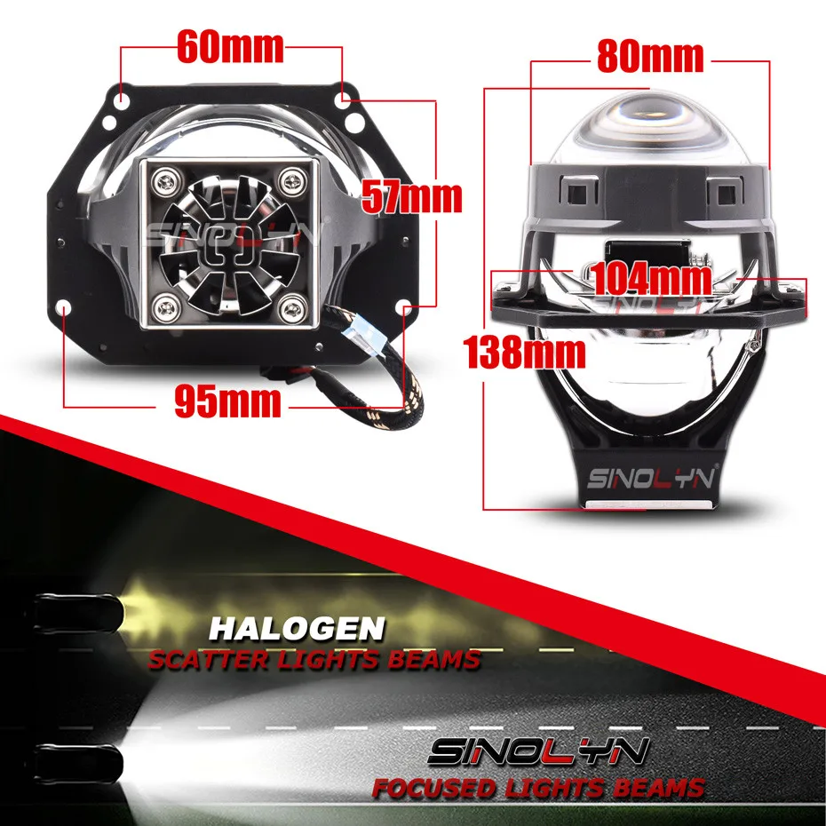 Sinolyn 55W Bi LED Lęšiai 3.0 Colių Angel Eyes Hella 3R G5 Projektorius LED Objektyvo Rinkinys Automobilių Žibintų Optikos, Modifikuoti Priedai