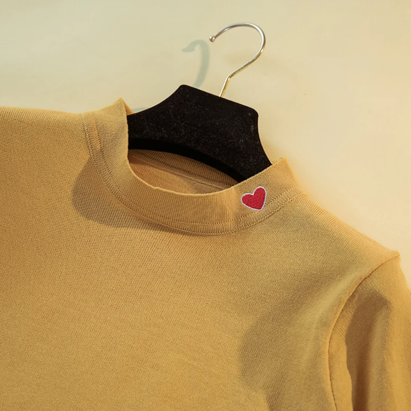 Siuvinėjimo Širdies trumparankoviai Marškinėliai moterims iki 2018 m. vasaros korėjos stiliaus megzti nukentėjo spalvos Marškinėliai O-Kaklo balta Plona Viršūnes 280