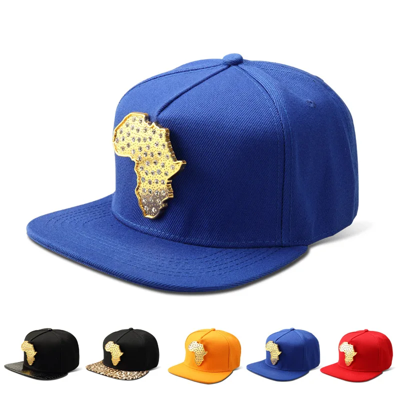 Snapback Skrybėlės Bling Metalo Aukso Pietų Afrikos Žemėlapis Mados Beisbolo kepuraitę Hip-Hop Vyrams, Moterims Atsitiktinis Kraštų Kaulų Kepurės