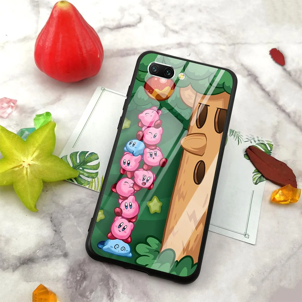 Spalvinga Kirby Masės Ataka Grūdintas Stiklas Telefoną Atveju Huawei Honor 10 Lite Dangtelis 9, 7A Y6 Y9 P10 P20 Pro P Smart Mate 20 Shell