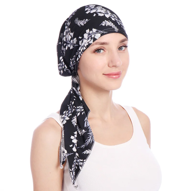 Spausdinti Gėlių Musulmonų Skrybėlę Moterų Vidinis Hijab Turbaną Bžūp Apima Plaukų Slinkimas, Galvos Skara Wrap Ruožas Chemo Bžūp Lady Galvos Metmenys