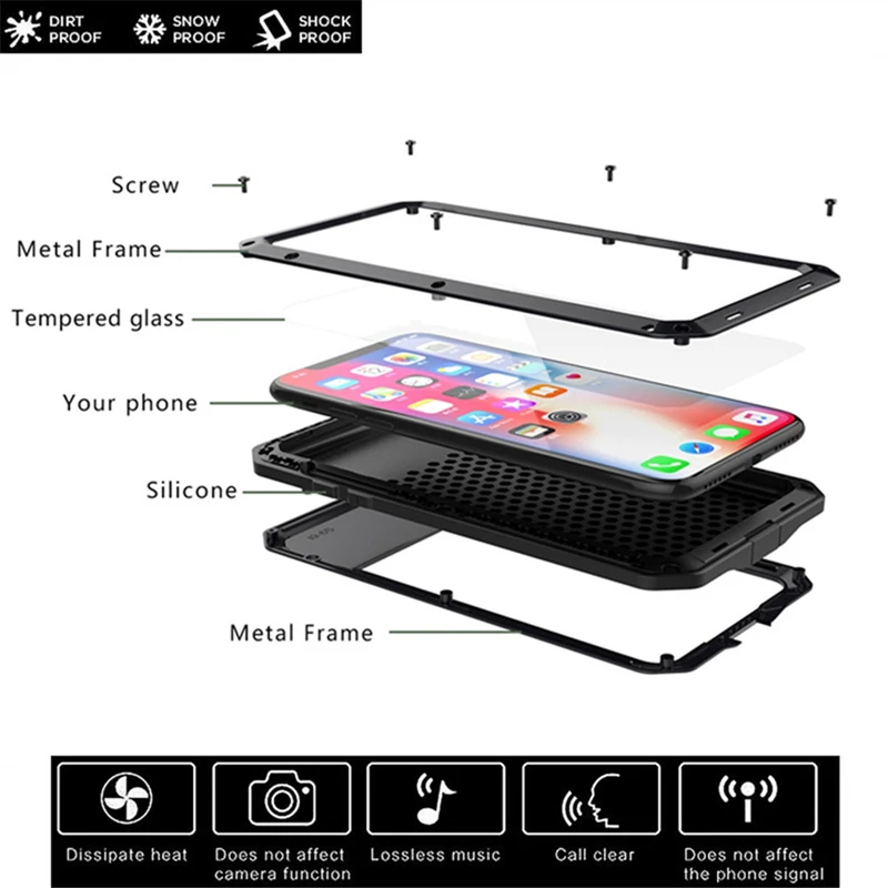 Sunkiųjų Apsaugos Šarvai Metalo, Aliuminio, telefono dėklas skirtas iPhone 11 12 mini Pro XS MAX SE 2 XR X 6, 6S 7 8 Plus atsparus smūgiams Dangtis