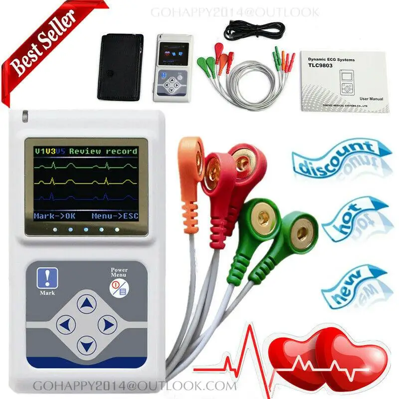 TLC9803 Naujas 3Channel 24H EKG/EKG Holter Sistemos Analizatorius Diktofonas Stebėti