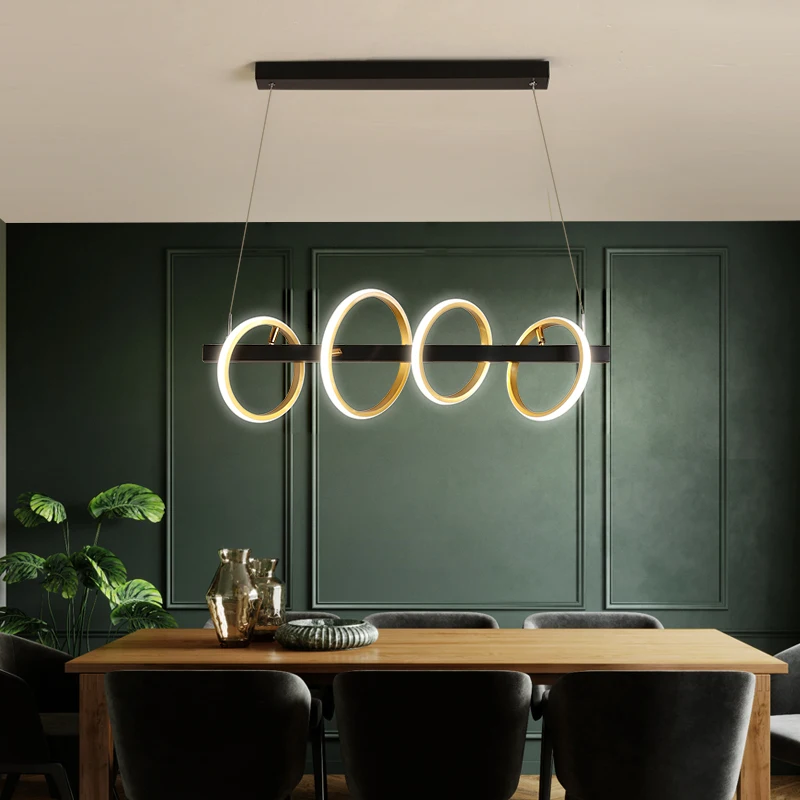 TRAZOS Aukso Black Šiaurės Pakabukas Šviesos Valgomasis stalas šviesa Virtuvėje, juosta LED morden paprasta kūrybos office resturant apšvietimas