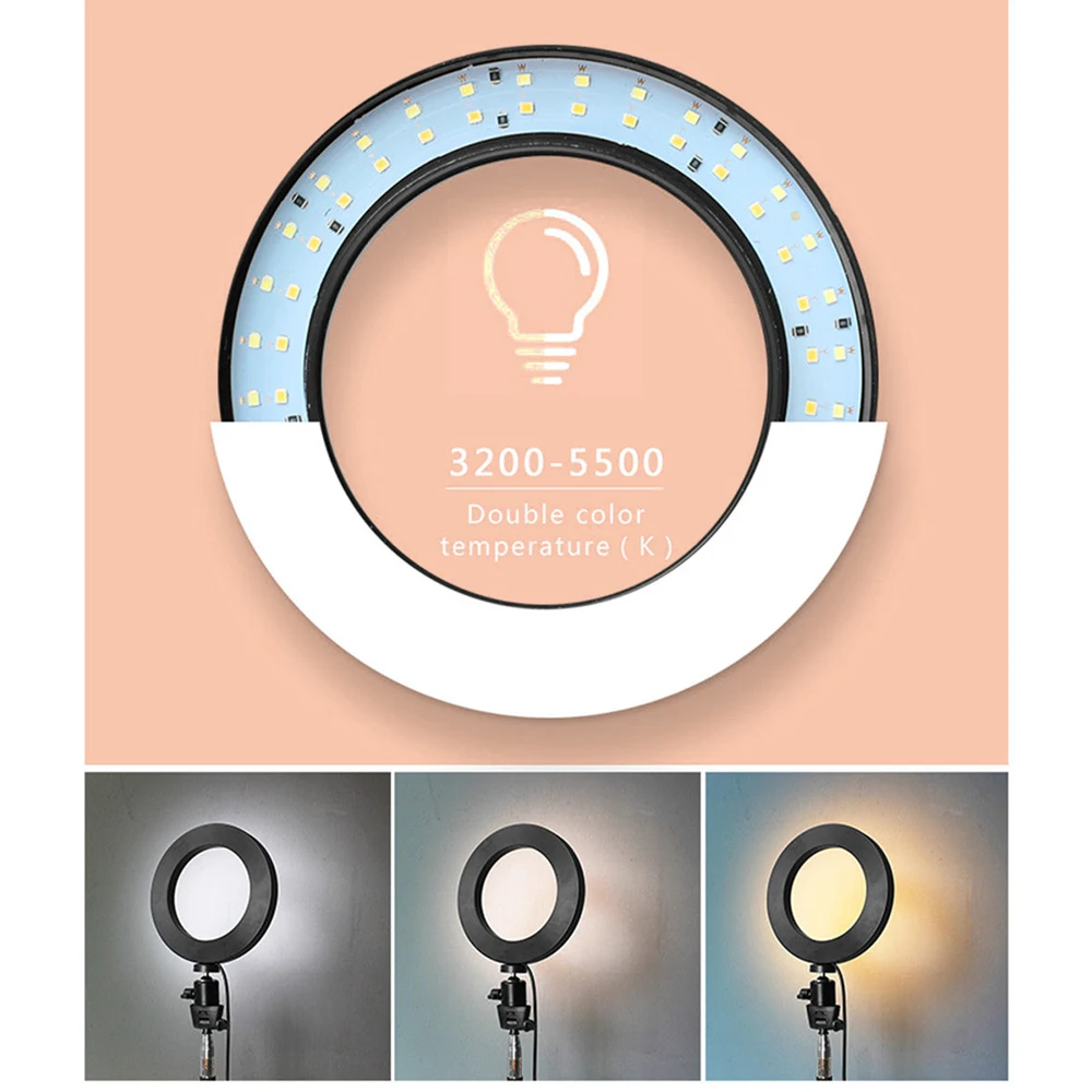 Travor 8 colių LED Šviesos Žiedas Pritemdomi 64 LED selfie, šviesos, fotografijos žiedas lempa sudaro Selfie šviesos