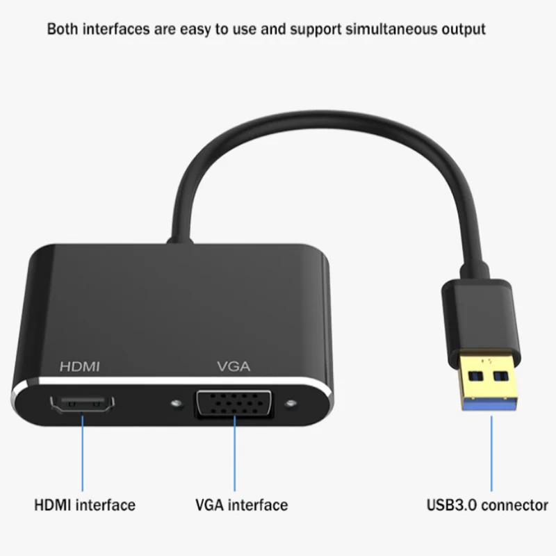 USB3.0 HDMI+VGA Adapteris 1080P Multi-Ekranas USB3.0 HDMI VGA Konverteris Audio Video Laidas Nešiojamas KOMPIUTERIS Monitorius, Projektorius,