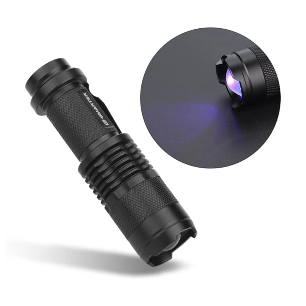UV Žibintuvėlis ultravioletinės Šviesos 365nm Mini lED Juodas UV Žibintuvėlis Augintinio Šlapimo Dėmes Detektorius Skorpionas Medžioklės Naudoti AA Baterijos