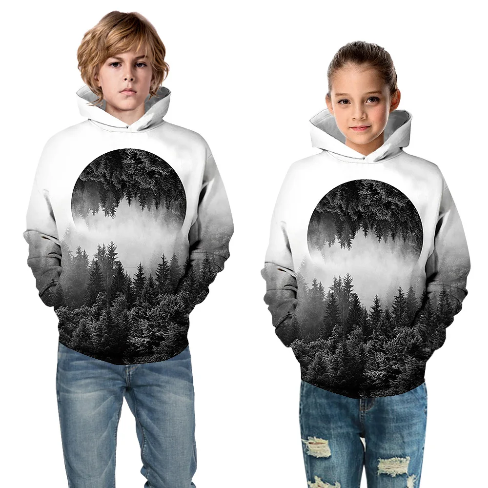 Vaikų 3D vision išmaišykite hoodie berniukų ir mergaičių mados pavasario ilgomis rankovėmis atsitiktinis sporto hoodie paauglių tendencija street wear