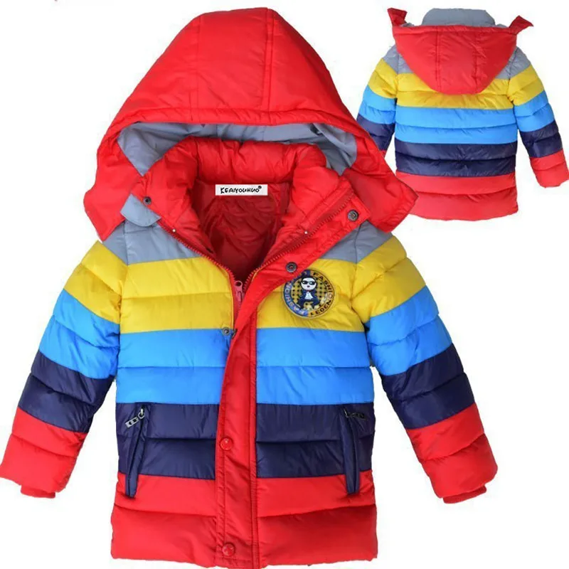 Vaikų Berniukų Švarkai juostele Žieminiai pūkų paltai 2020 Kūdikių Žiemos Paltai Vaikams šiltų viršutinių drabužių siuvimas Gobtuvu Kailis, skirtas 2-7 metų amžiaus Vaikams Drabužių