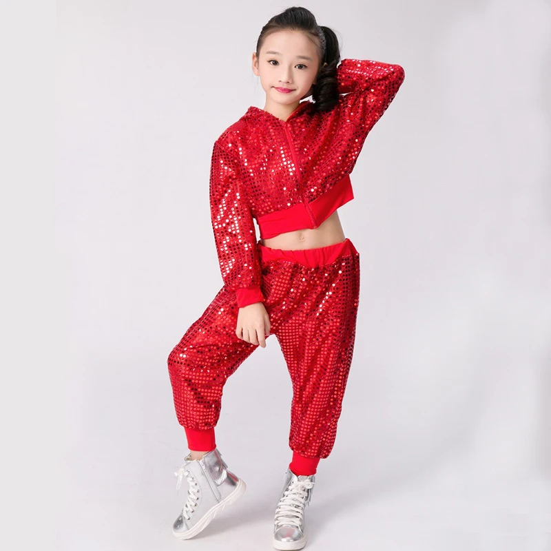 Vaikų veiklos drabužius kostiumas hip-hop Jazz blizgančiais vykdymo etapą šokių drabužius Cheerleaders kostiumai mergina JQ-323