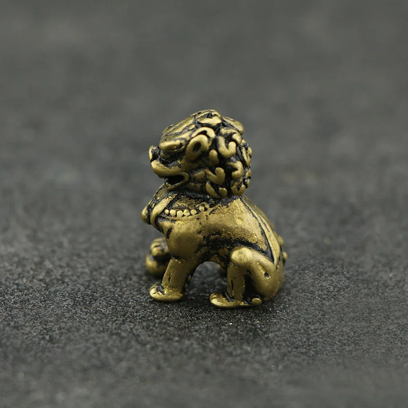 Vario Kolekcijos Mini Liūtas Gryno Žalvario Senovinių Gyvūnų Dizainas Kinijos Fengshui Namų Puošybos Ornamentais Žvėris Qilin Stalo Dekoras
