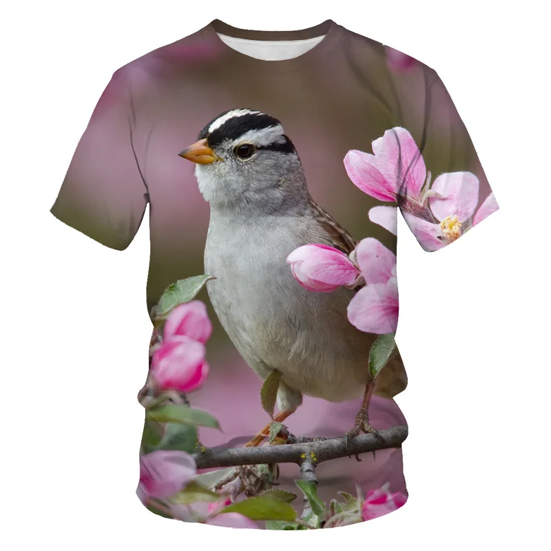 Vasaros 3D Gyvūnų Spausdinti vyriški T marškinėliai Moterims Mielas Paukštis Trumpas Rankovės Mados Pilka Papūga T-shirt Harajuku Tee Juokingi Marškinėliai Marškinėlius