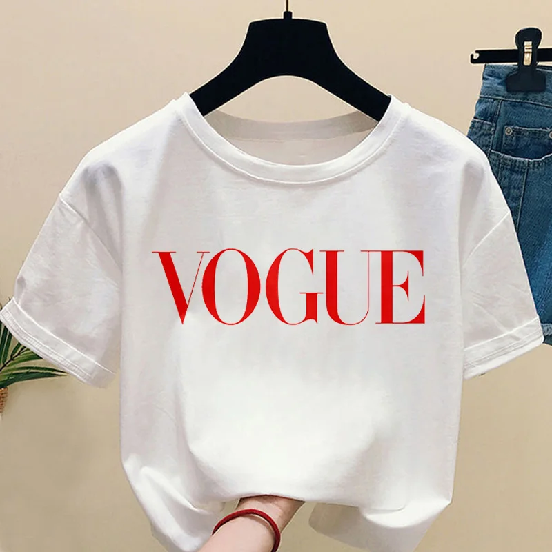 Vasarą Moterys trumpomis Rankovėmis Laisvalaikio Viršuje Marškinėlius Ponios Mados Abėcėlės Modelis Moterų Marškinėliai Moters Drabužių VOGOE Atspausdintas T-Shirt