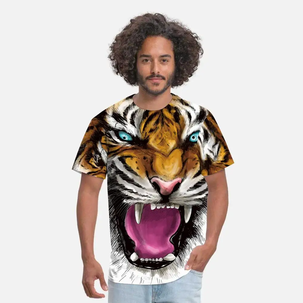 Vasarą Prekės suaugusiųjų Naujų Vaikų marškinėliai Pyktis tigras 3D Berniukai/mergaitės T-shirt Vaikai Trumpas Rankovės marškinėliai Atsitiktinis Kūdikis Viršūnes Drabužiai
