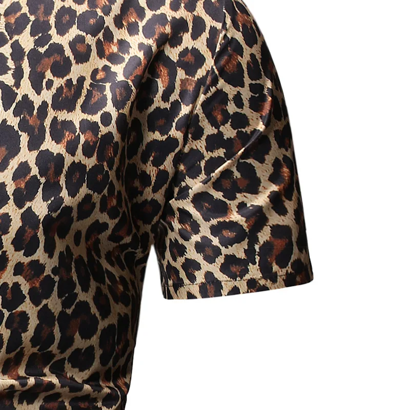 Vyrai Seksualus Leopardas Spausdinti Marškinėliai 2021 Mados Naktinis Klubas Šalies Prom Vyrų Suknelė Marškinėliai Slim Fit Long Sleeve Shirt Vyrai Camisa Hombre