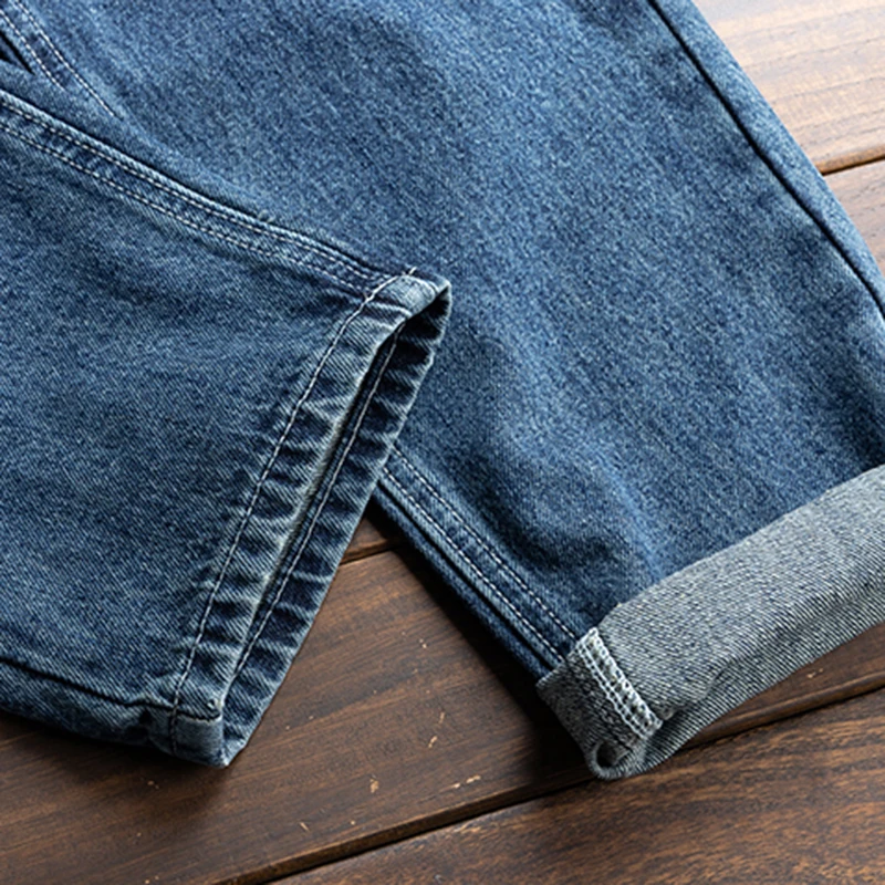 Vyrų klasikinis didelis kišenėje mėlyna džinsinio audinio kombinezonai su antkrūtiniais Prarasti atsitiktinis tiesūs džinsai Krovinių kelnės Jumpsuits
