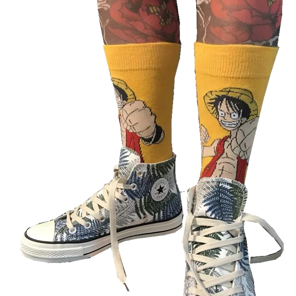 Vyrų rudens-žiemos anime juokingas kojines Harajuku mados tendencija asmenybės animacinių filmų medvilnės laimingas kojinės