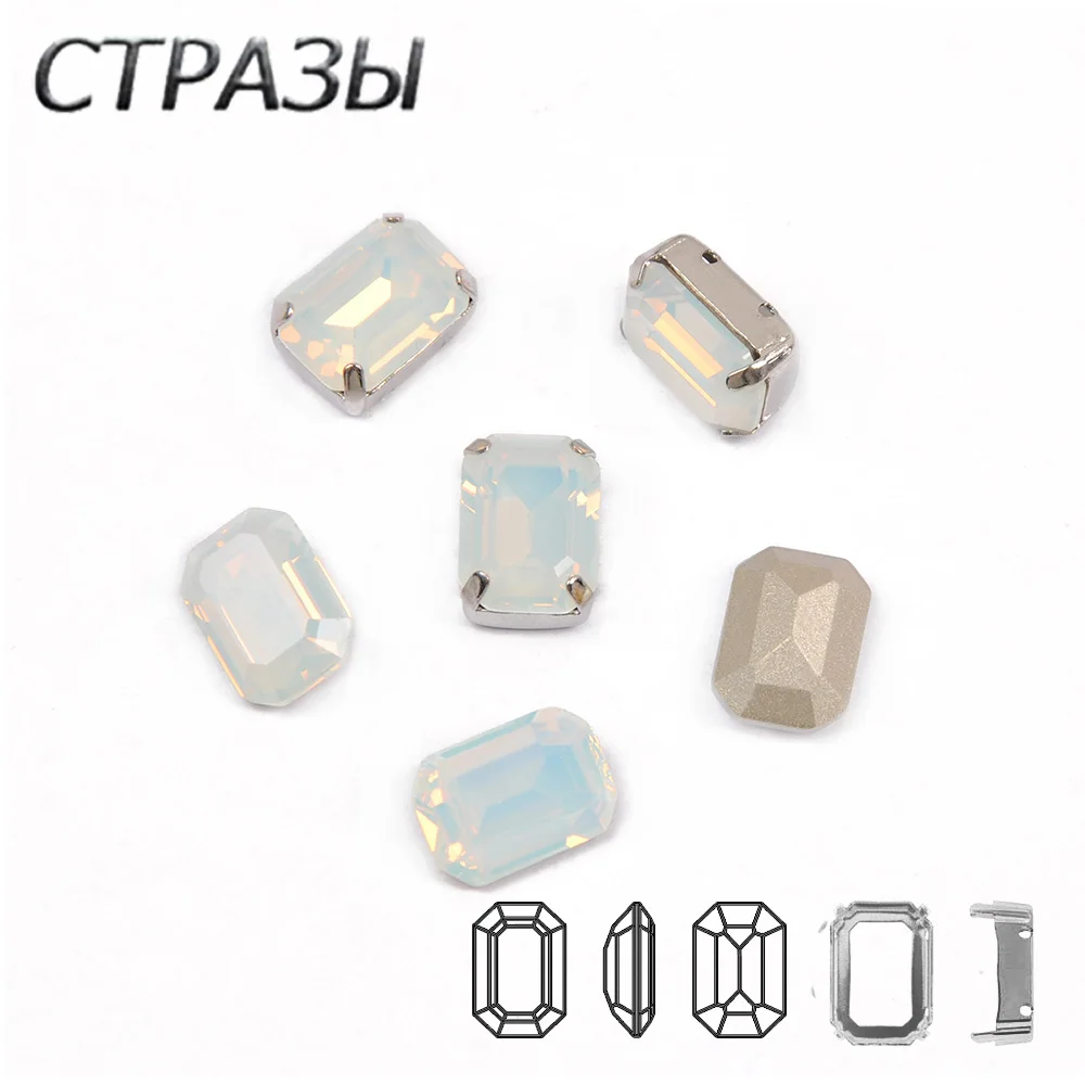 White Opal Išgalvotas Akmenys Siuvimo su Metalinio Pagrindo K9 Stiklo Cirkonio Kristalų Taško, Atgal Drabužių Papuošalai, Sagės Priėmimo