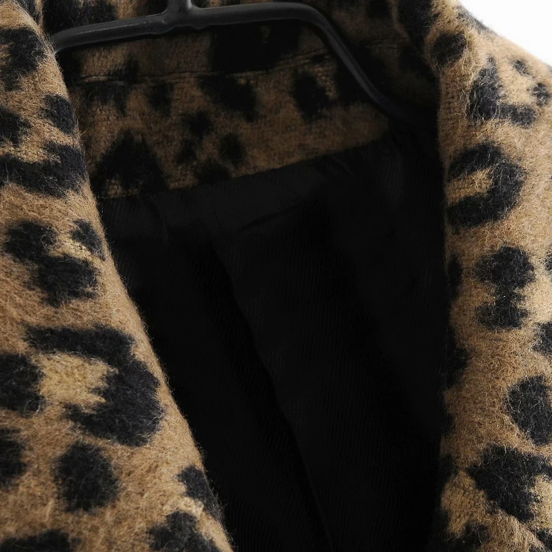 Wixra Mados Leopard Stilingas Paltas Ilgomis Rankovėmis Kišenės Moterų Dvigubo Breasted Striukės Viršutiniai Drabužiai Rudens-Žiemos