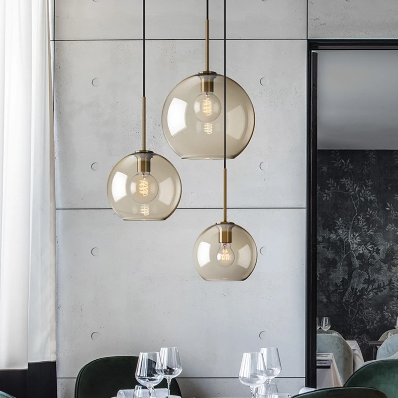 Šiaurės minimalistinio konjakas stiklo liustra apšvietimo šiuolaikinės kūrybos laiptai, kavinė restoranas, baras turas kabo lempa