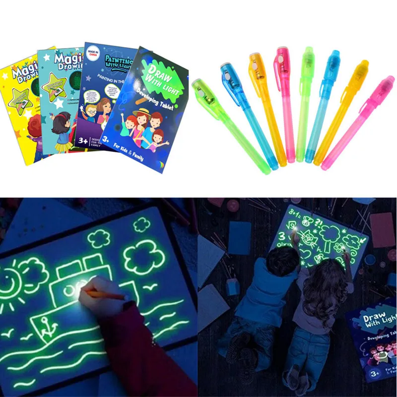 Švietimo Žaislas Vaikams A3 Didelis Šviesos Piešimo Lenta Tablet Grafiti Lenta Su Liuminescencinėmis Pen Vaikams