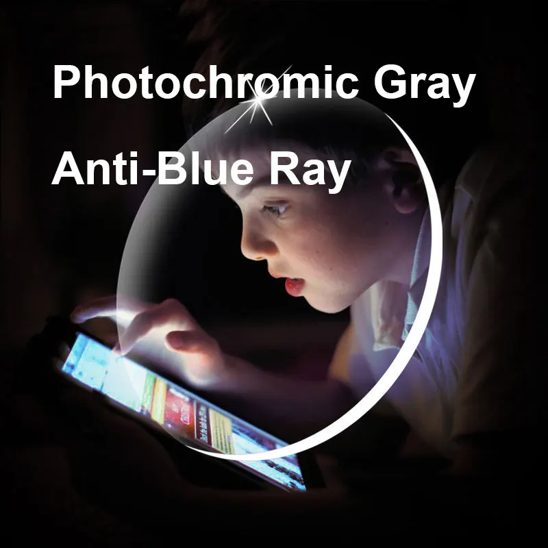 1.56 1.61 1.67 Photochromic-Pilkos spalvos Lęšiai su Anti-blue Ray Apsaugos Optinis Recepto Akinius Trumparegystė Toliaregystė Objektyvai