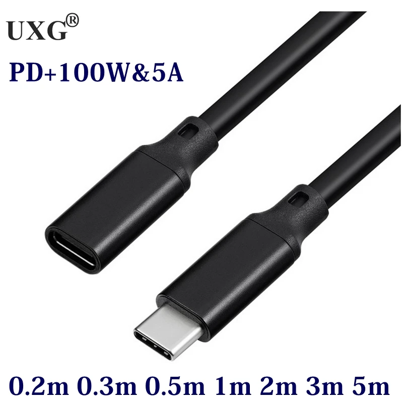 10Gbps Gen2 Tipas-C USB 3.1 Male USB-C Moterų Pratęsimo Duomenų 100W Įkrovimo Kabelis Extender Laido Grįžtamasis Dizaino 1m 2m 5m