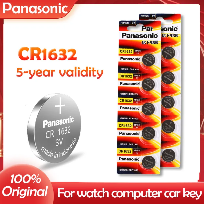 10VNT Originalus PANASONIC CR1632 CR 1632 3V Ličio Baterija Žiūrėti Skaičiuotuvas, Laikrodis Nuotolinio Valdymo Žaislai Mygtuką Moneta Ląstelių