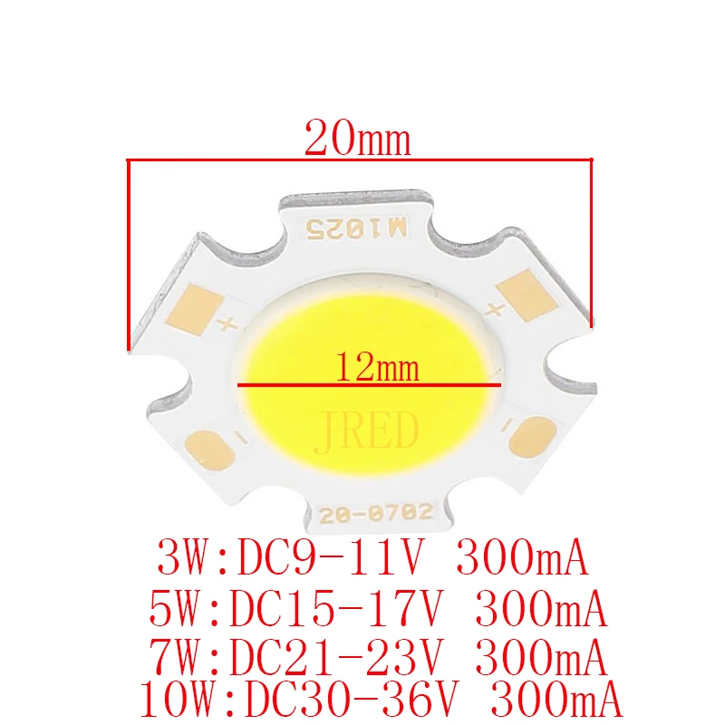 10vnt/daug Turas COB 20mm 28mm PCB Super Šviesus 3W 5W 7W 10W Cob Led Lustas Šiltai balta/ Balta Led, Cob (Chip 20MM-PCB ping