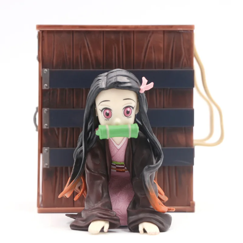11cm Kimetsu nr. Yaiba Pav anime Demonas Kamado Nezuko su savo lange Veiksmų Skaičius, PVC, Kolekcines, modelį, žaislai, dovanos lėlės