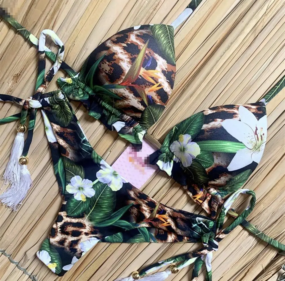 2020 Dviejų dalių moterų brazilijos bikini nustatyti, gyvatė vasaros push up maudymosi kostiumėliai, maudymosi plaukti kostiumai string apynasrio maudymosi kostiumėlį