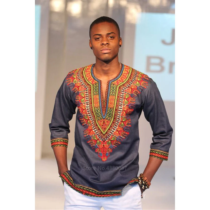 2020 Vyrų Afrikos Viršūnių Tradicinių Dashiki Spausdinti Marškinėliai Ilgomis Rankovėmis Heidi Bazin Mados Hip-Hop Streetwear Atsitiktinis Vyras Afrikos Drabužiai
