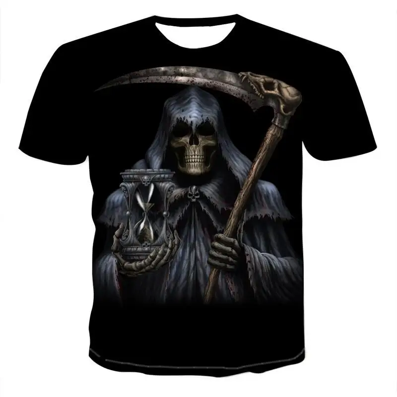 2020 m. Naujo Dizaino marškinėliai vyrams/moterims sunkiųjų metalų grim Reaper Kaukolė 3D spausdinti marškinėliai atsitiktinis Harajuku stiliaus marškinėlius streetwear viršūnės