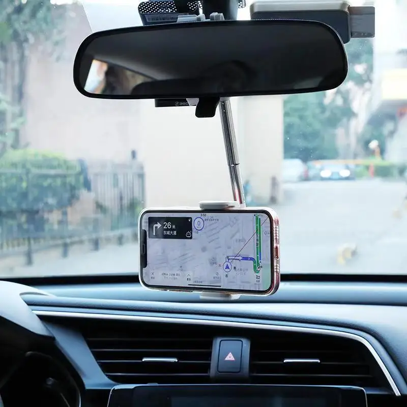 2021 Naujų Automobilių galinio vaizdo Veidrodėlio Tvirtinimą Telefono Laikiklis iPhone 12 GPS Sėdynės Išmaniojo telefono Automobilinis Telefono Laikiklis Stovas Reguliuojamas Parama